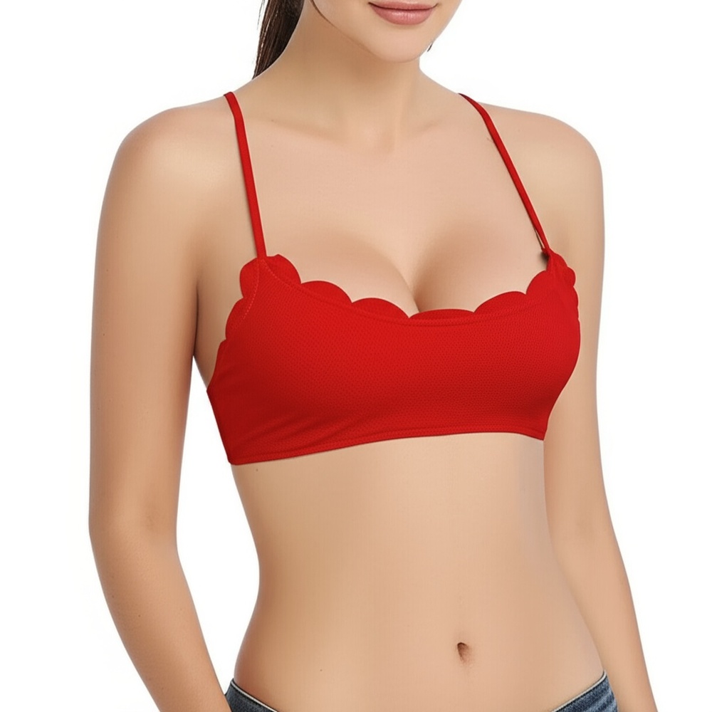 ZAFUL‎ Red Scalloped Trim Bralette Womens Small